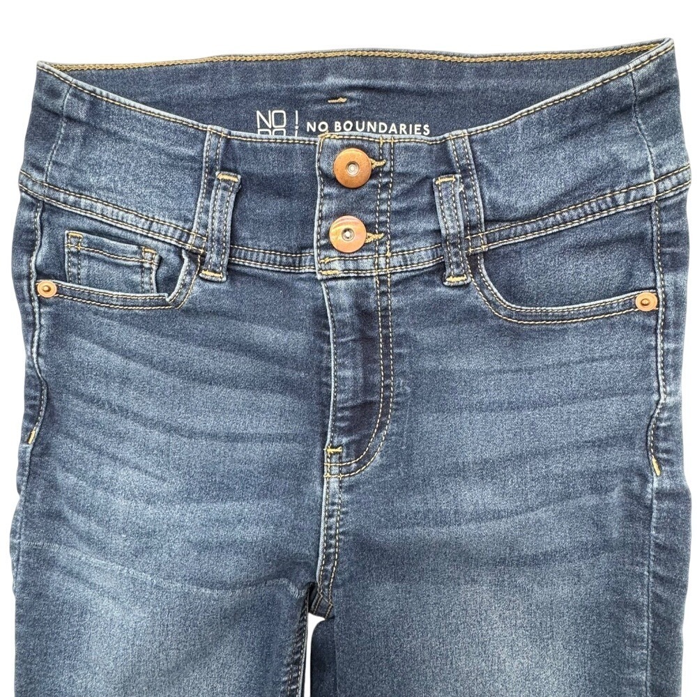 No Boundaries Jeggings High Rise Double Button‎ Dark Wash Denim Size 5